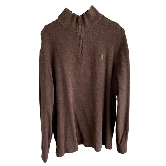 Polo Ralph Lauren Men's Brown 1/4 Zip Sweater Size XL Cotton - Picture 1 of 7